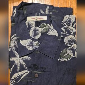 Tommy Bahama Dark Blue Tropical Print Shirt